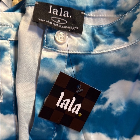 Dressed in LALA Secret Sky Society Playsuit 2 Piece Satin Pants Set Size medium - Picture 2 of 3